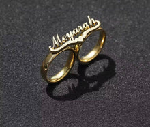 Load image into Gallery viewer, Cursive Two Finger Custom Ring