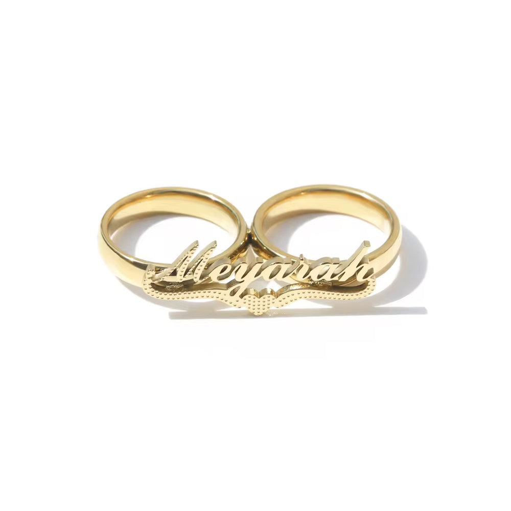 Cursive Two Finger Custom Ring