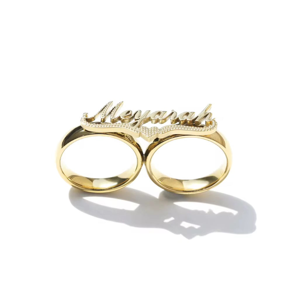 Cursive Two Finger Custom Ring