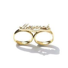 Load image into Gallery viewer, Cursive Two Finger Custom Ring
