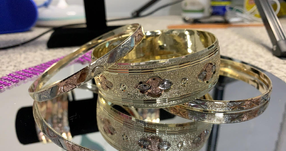 3 Pc Tri Tone Bangle Set